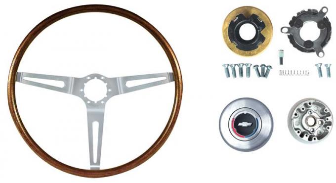 OER 1967-68 GM Walnut Wood Steering Wheel Kit - Various Models *R6532