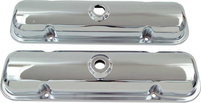OER 1964-81 Pontiac 301-455ci, Valve Covers, Chrome, With Drippers, OE 4900227 N9460