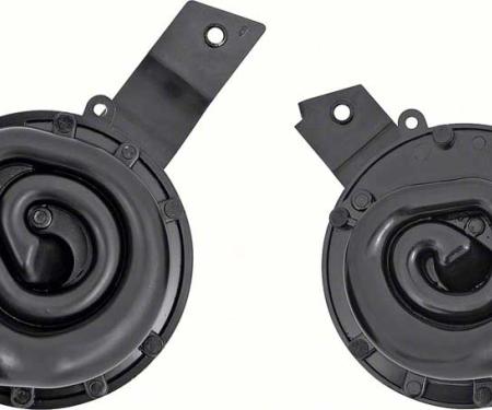 OER 1967-68 Chevy Camaro, Horn Assemblies, High & Low, with Brackets, Pair, OE Style 35199