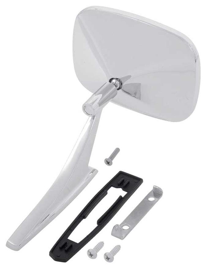OER 1968-72 Camaro, Impala, Caprice, Chevelle. Station Wagon, Outer Door Mirror, Chrome: Smooth Style Base, with Gasket & Hardware, LH Driver Side, Various GM Models CM3004