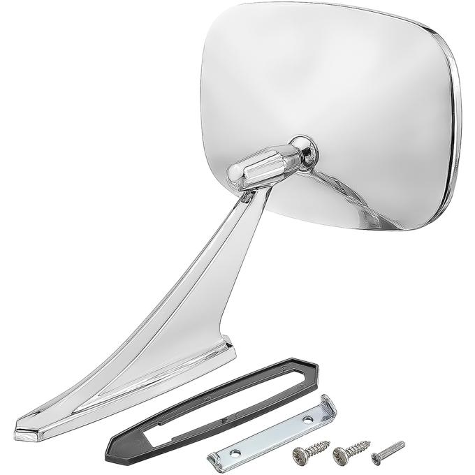 OER 1969 Pontiac Firebird, 1969-70 Bonneville, Catalina, 1969-72 Tempest, Lemans, GTO, Outer Door Mirror, Chrome, with Hardware 9782390