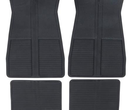 1973-93 GM, Rubber Floor Mat Set, with GM Logo, Factory Style, Set of 4, Black, Various Models