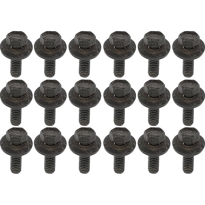 1982-92 Camaro, Front Bumper & Valance Panel, Hex Head Sems Bolt, M6-1.0 X 20mm, Black Phosphate, Set of 18