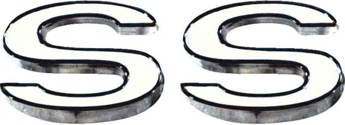 OER 1969-72 Camaro SS, "SS" Front Fender Emblem, 2 Piece, Per Side 3953634