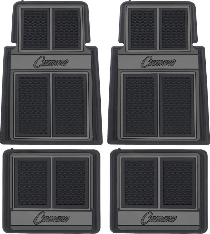 1967-69 Camaro, Floor Mats, Script Lettering, Front and Rear, Black 4 Piece Set