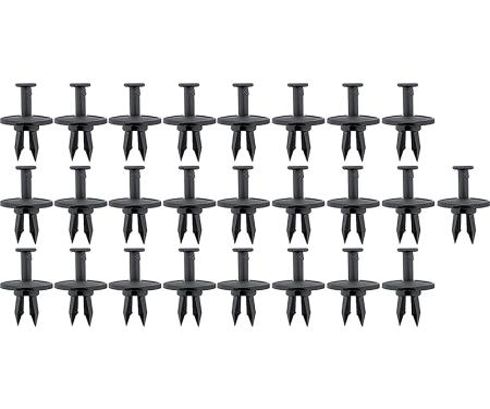 1982-02 Camaro, 1979-02 Firebird, Front & Rear Bumper Cover Retainer Clip Set, Push-In Style, Black, 25 Piece Set