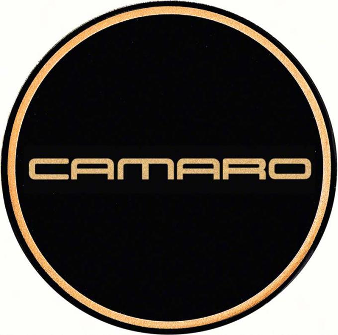 OER 2-1/8" GTA Wheel Center Cap Emblem with Gold Camaro Logo and Black Background K151766GD