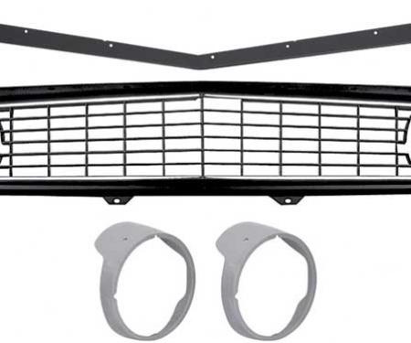 OER 1969 Camaro Restorer's Choice Standard Black Grill Kit with Headlamp Bezels without Chrome Ring *R5028E