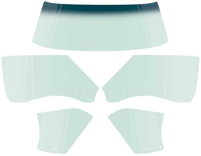 OER 1968-69 Camaro / Firebird Convertible, 5 Piece Glass Kit, Light Green Tint *E353T
