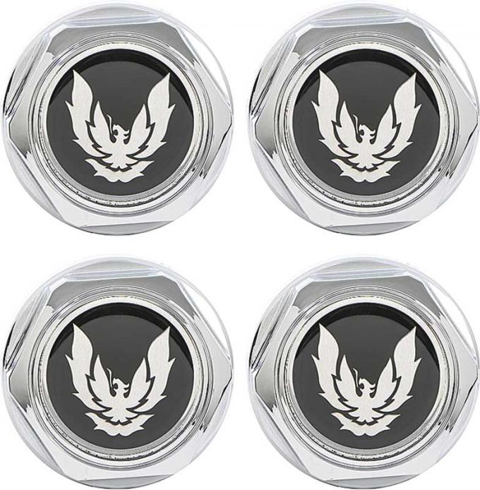 1988-92 Firebird, GTA Chrome Wheel Center Cap & Emblem, Silver Emblem, with Metal Retainer, 4 Piece Set