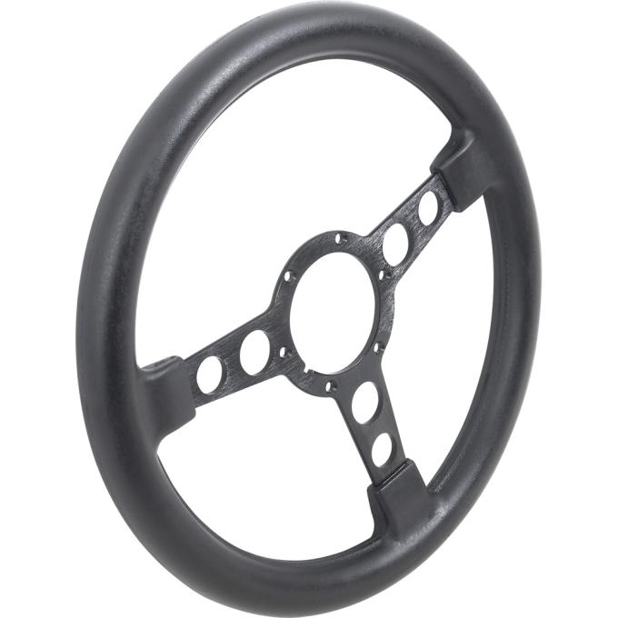 OER 1969-76 Firebird, GTO, Lemans, Tempest, Formula Steering Wheel, 3-7/8" Black Molded Grips, Black Anodized Spokes A8100302