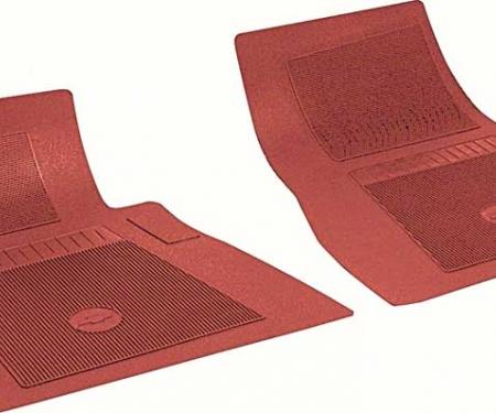 OER 1967-81 Impala, Bel Air, Caprice, Truck, Blazer, Suburban, Bow Tie Floor Mat Set, Front, Red, Pair FP72002