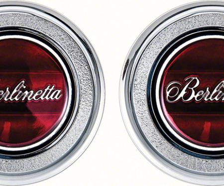 OER 1979-81 Camaro Berlinetta, Interior Door Panel Emblems , Red, Pair K74308