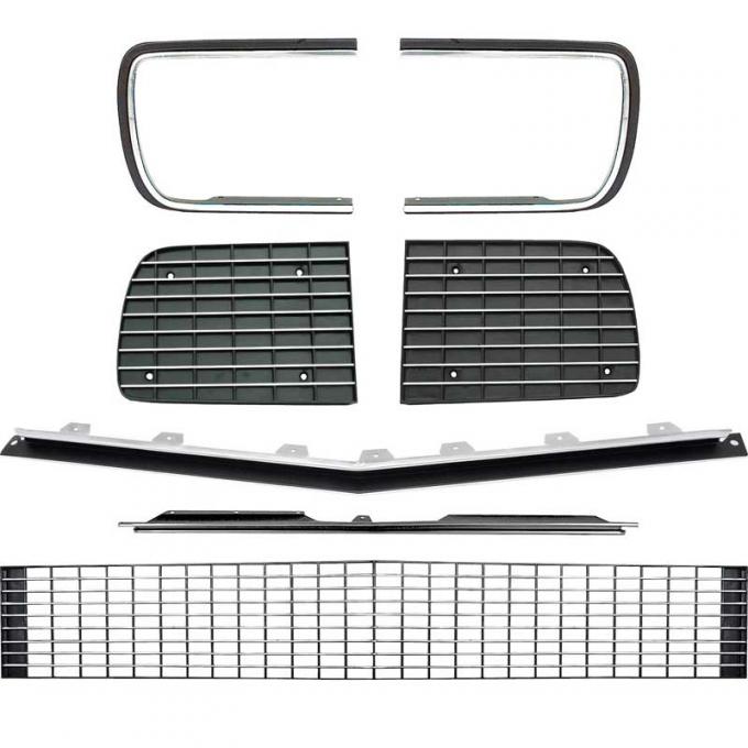 OER 1967-68 Camaro RS Restorer's Choice™ Grill Kit with Silver Trim / without Headlamp Bezels *R5027D