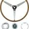 1968 Firebird, Deluxe Wood Steering Wheel Set, with Emblem and Horn Contact