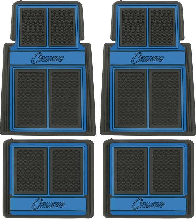 1967-69 Camaro, Floor Mats, Script Lettering, Front and Rear, Blue, 4 Piece Set