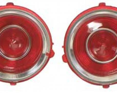 OER 1971-73 Camaro RS Tail Lamp/Back Up Lens Kit with Chrome Trim Ring (2nd Design) *R531