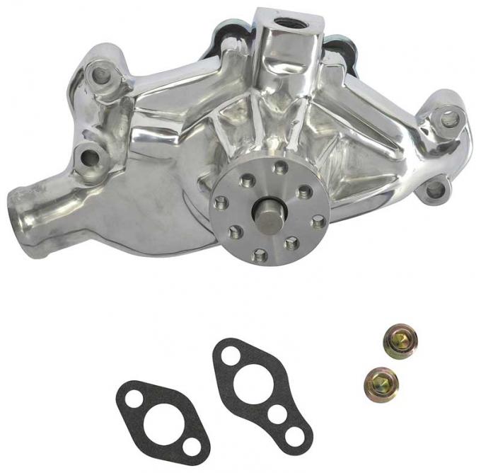 OER 1955-72 Chevrolet, Water Pump, Short, Small Block, High Volume, Cast Aluminum, Polished 153654P