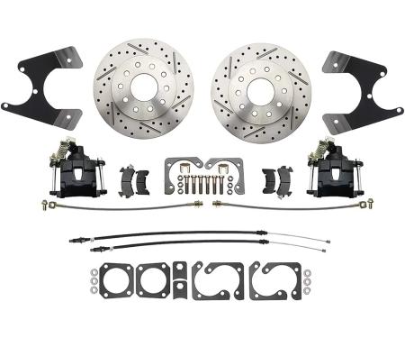 1968-69 Camaro, Firebird, 1968-74 Nova, X-Body, Rear Disc Brake Kit, Drilled/Slotted Rotors, Black Calipers