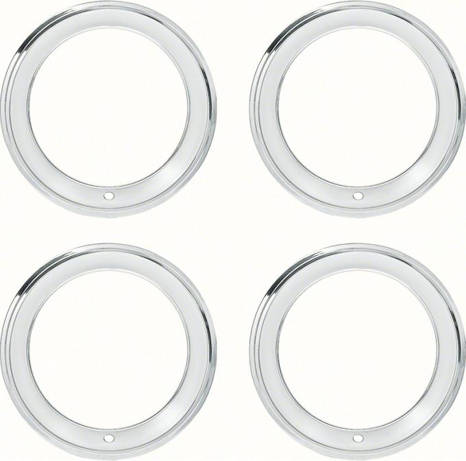 OER 15" Stainless Steel 2-3/8" Deep Step Lip Rally Wheel Trim Ring Set for Reproduction Wheels 3901708