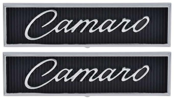 OER 1968-69 Camaro, "Camaro" Door Panel Emblem, with Script Lettering, Pair, GM Licensed 7746554