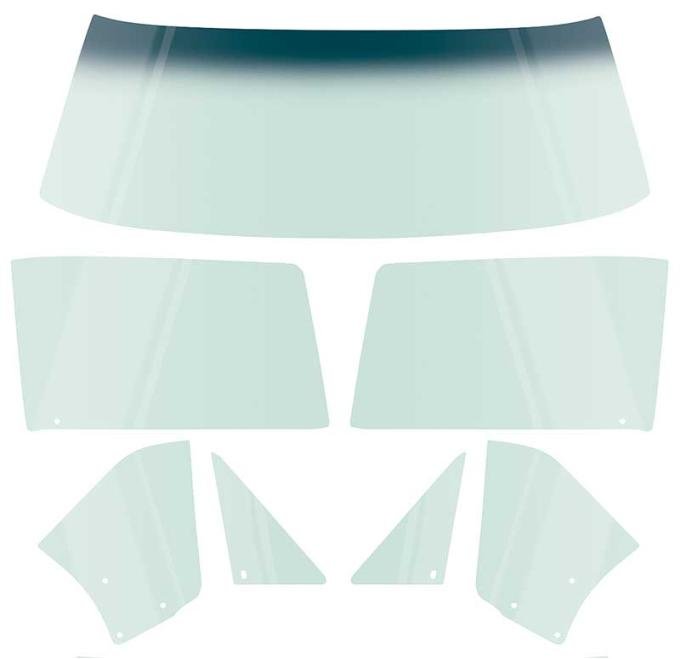 OER 1967 Camaro / Firebird Convertible, 7-Piece Glass Kit, Light Green Tint *E352T