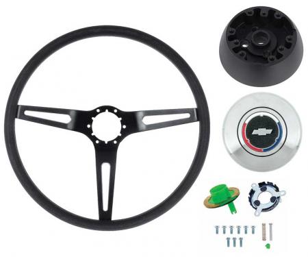 1969-72 Comfort Grip Steering Wheel Kit - w/o Tilt Wheel - Black Spokes- Black Grip
