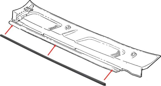 OER 1967-69 Camaro, Firebird, Hood To Cowl Seal Weatherstrip 3927464