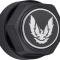 1988-92 Firebird, Trans Am GTA, Black Wheel Center Cap & Silver Emblem Set, Silver Bird Logo w/o Metal Clips, 4 Piece Set