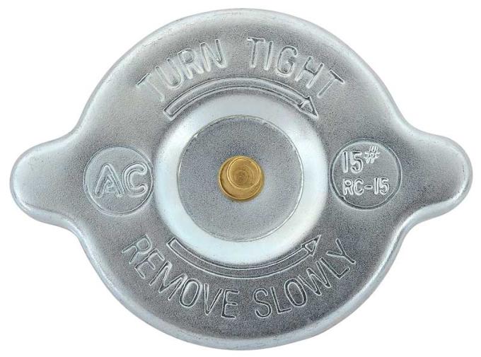 OER 1957-75 Buick, Chevy, Pontiac, Olds, Radiator Cap, 15 lbs, with Flat Rivet, RC-15 Type, "Show Quality", GM Licensed 861050