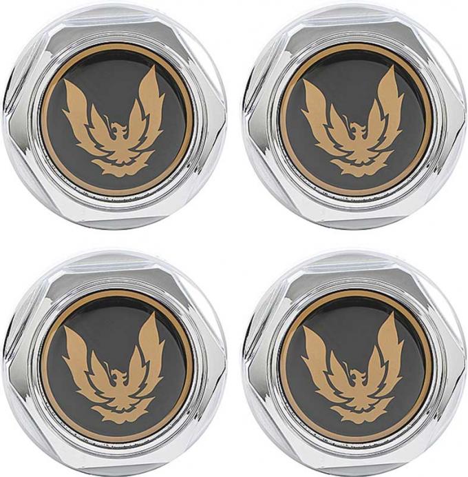 1988-92 Firebird, GTA Chrome Wheel Center Cap & Emblem, Gold Emblem, 4 Piece Set
