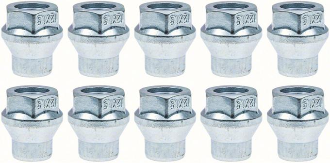 Aluminum Wheel Lug Nut Set, Open End, 3/4" Hex Head, 12mm-1.50, 1" Tall, 1/4" Shank, Use With Spacers, Set of 10