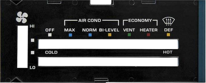 1980-81 Camaro, Heater Control Lens, with Air Conditioning, with Black Backing Paper