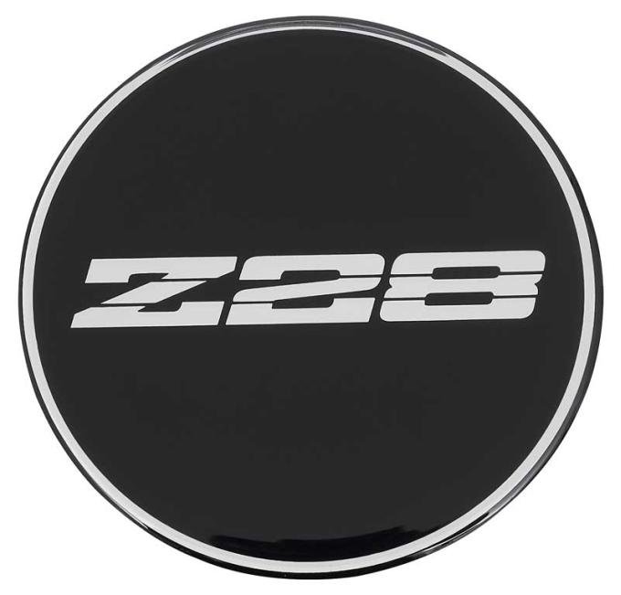 OER 1982-2002 Camaro Z28 Wheel Center Cap Emblem, with R15 Wheel, 2-15/16", Black Background K151763BK
