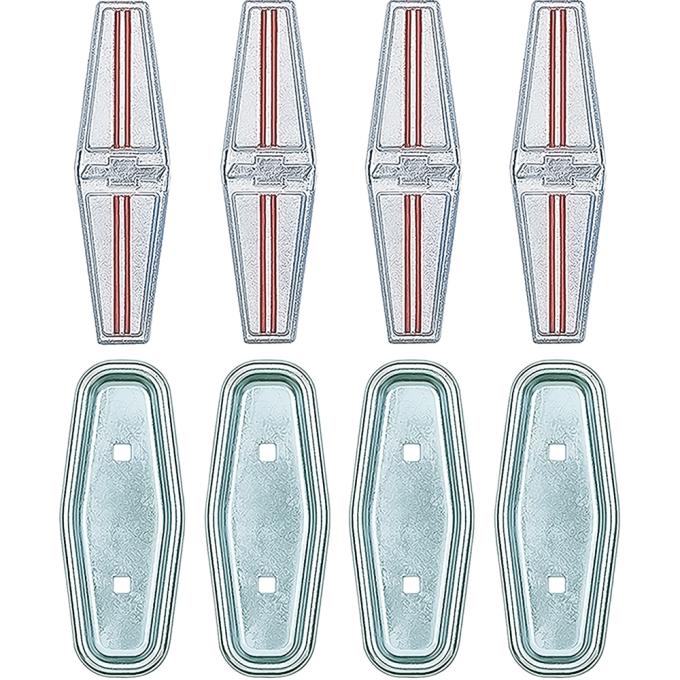 OER 1968 Camaro, Seat Back Emblem Set, with Deluxe Interior, 4 Emblem Set, with Backing Plates 7746815