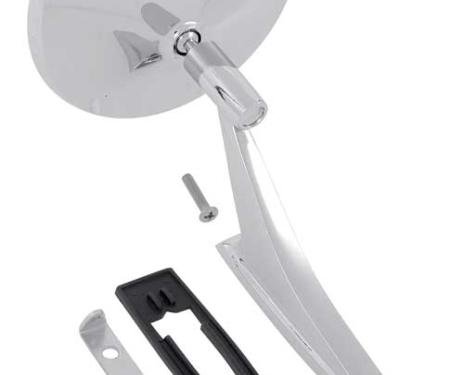 OER 1963-72 Chevrolet, Outer Door Mirror, with "Bow Tie" Logo, with Gasket & Mounting Hardware, Various Models CM3005