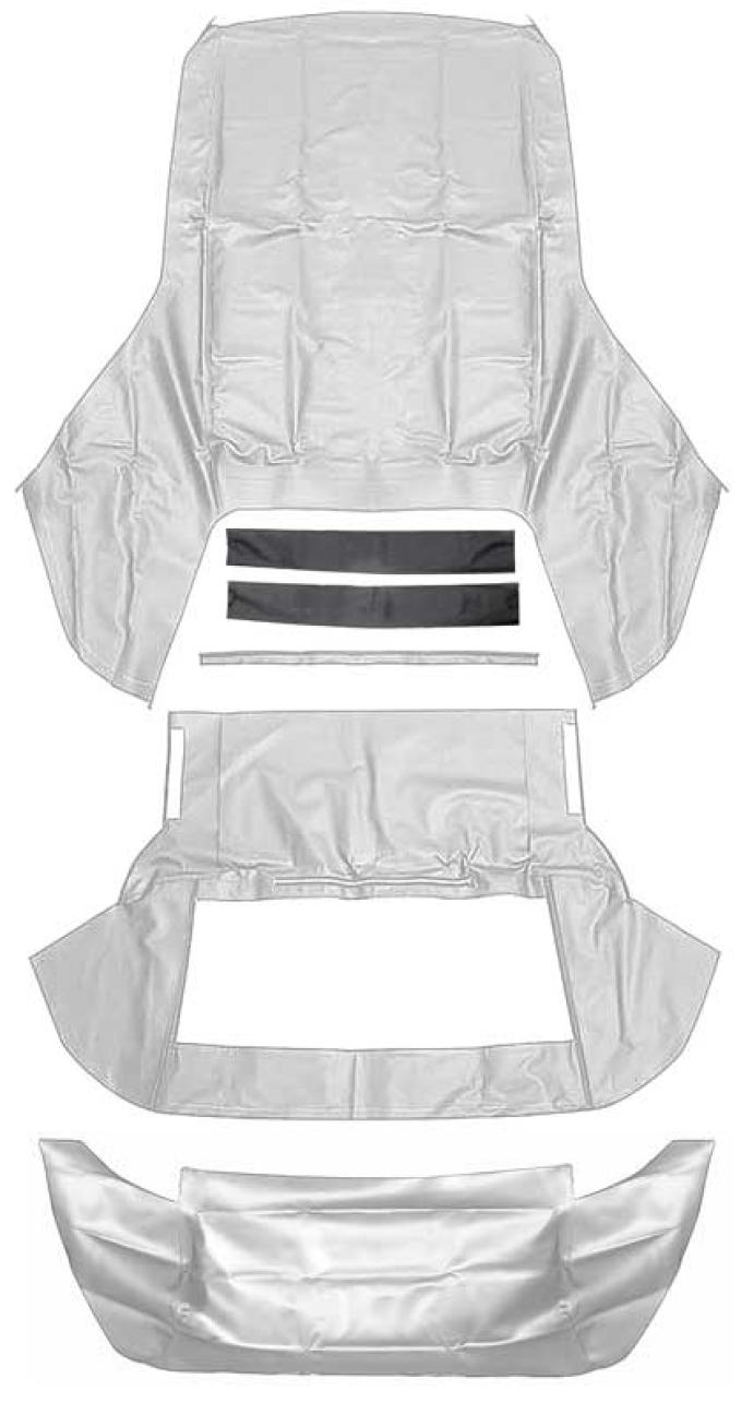 1967-69 Camaro, Firebird, Convertible Top Kit, Original-Style Plastic Window, Pinpoint Grain White Vinyl, With White Well Liner