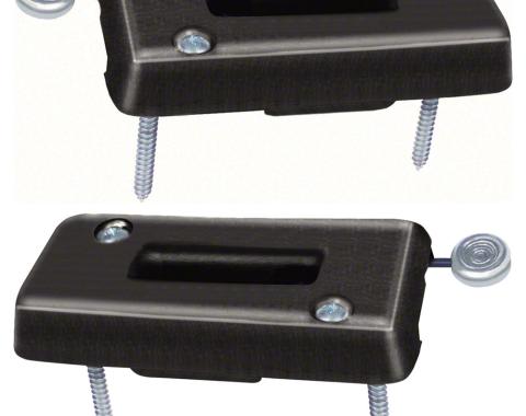 OER 1969 Camaro, Corvair, Firebird, Headrest Escutcheons, Black, Pair 8756596